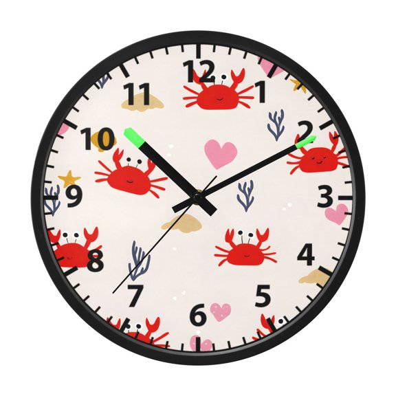 Crabs Shell Pattern Wall Clock 12 Inch Voice Activated Night Light Silent Non Ticking