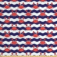 thumbnail image 1 of Ambesonne Nautical Fabric by the Yard Upholstery, Crabs on Striped, 5 Yards, Red and Navy Blue, 1 of 4