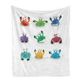 thumbnail image 1 of Crabs Soft Flannel Fleece Blanket, Joyful Cartoon Style Colorful Crab Characters with Various Expressions and Emotions, Cozy Plush for Indoor and Outdoor Use, 70" x 90", Multicolor, by Ambesonne, 1 of 5