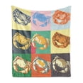 thumbnail image 1 of Crabs Soft Flannel Fleece Throw Blanket, Illustration of Crabs Different Colors Poprt Style Retro Design Print, Cozy Plush for Indoor and Outdoor Use, 60" x 80", Pale Yellow and Orange, by Ambesonne, 1 of 5