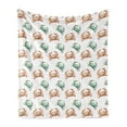 thumbnail image 1 of Crabs Soft Flannel Fleece Throw Blanket, Pattern with Watercolor Style Fresh Water Animals Coastal Themed Art, Cozy Plush for Indoor and Outdoor Use, 50" x 70", Pale Orange Turquoise, by Ambesonne, 1 of 5
