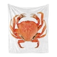 thumbnail image 1 of Crabs Soft Flannel Fleece Throw Blanket, Sea Animals Theme a Cooked Dungeness Crab National Marks Digital Image Print, Cozy Plush for Indoor and Outdoor Use, 50" x 70", Orange White, by Ambesonne, 1 of 5