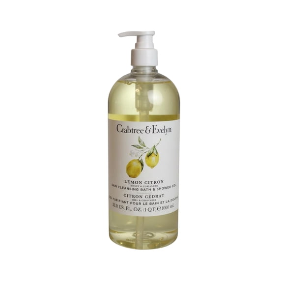 Crabtree & Evelyn Lemon Citron Body Wash 33.8 fl oz Jumbo Bath & Shower Gel with Honey & Coriander