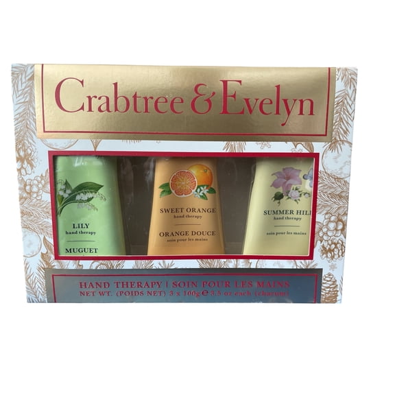 Crabtree & Evelyn Ultra-Moisturizing Hand Therapy 3 Piece Gift Set (Lily, Sweet Orange and Summer Hill) 3.5oz EACH