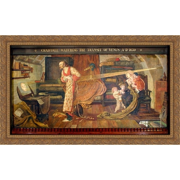 Crabtree watching the Transit of Venus in 1639 40x24 Large Gold Ornate Wood Framed Canvas Art by Ford Madox Brown