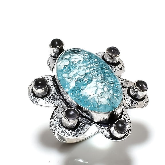 Crack Crystal, Alexandrite Gemstone 925 Sterling Silver Jewelry Ring Size 8