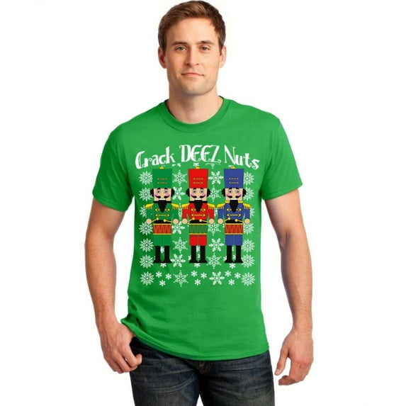 Crack Deez Nuts Christmas Men's T-shirt, M, Green