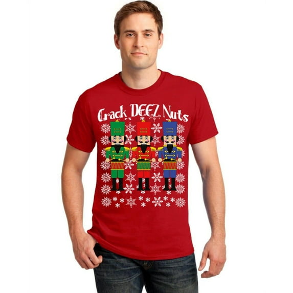 Crack Deez Nuts Christmas Men's T-shirt, S, Red
