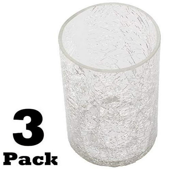 Crack Finish Glass Lamp Shade, 3 Pack LEDupdates Clear Crackle Finish Cylinder for Light Fixture Shade Replacement 1" 5/8 fitter