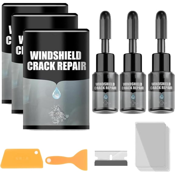 Crack Fix Pro Kit Windshield, Crack Fix Pro Windshield Repair, Universal Cracks Gone Glass Repair Kit, Glass Crack Repair Liquid for Automotive Windscreen Tool (3)