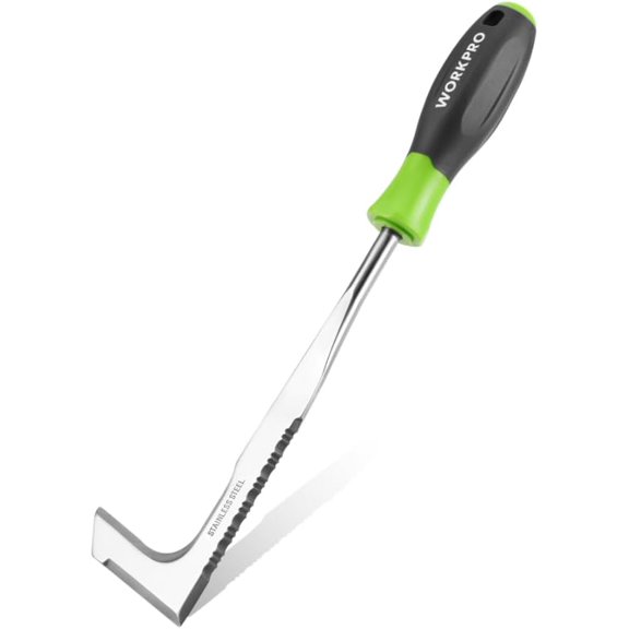 Crack Weeder, 12" Stainless Steel Crevice Weeding Tool with Soft Handle, L-Shaped Side-Walk Weed Puller Spatula, for Garden Lawn Yard Patio Terrace Paving Moss