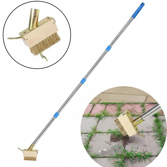 Crack Weeder, Moss Remover Tool, Manual Crevice Weeding Tool, Weed Puller Grout Brush for Deck, Paver, Patio, Walkway, Driveway - 2 Weed Brush Heads