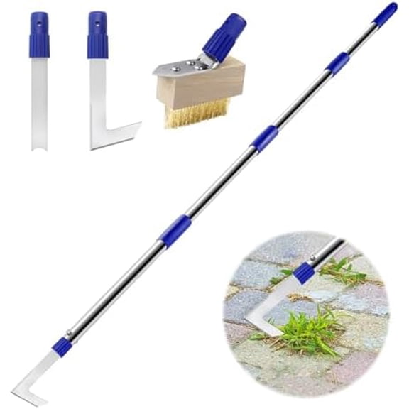 Crack Weeder Tool Long Handle, 60" Garden Tool for Weeding Between Pavers, 3 in 1 Hand Weed Scraper and Weed Brush Set, Manual Crevice Weed Remover Tools for Paver, Sidewalk, Driveway Crack, Patio$