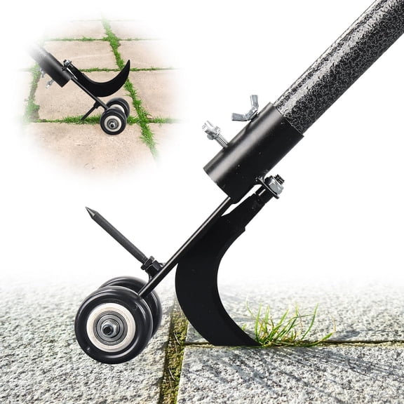 Crack Weeder Tool with Wheels 5.5FT Metal Crevice Weeding Adjustable Long Handle Saves Back & Knee Manual Weed Remover for Paver Deck Patio Driveway Sidewalk Garden