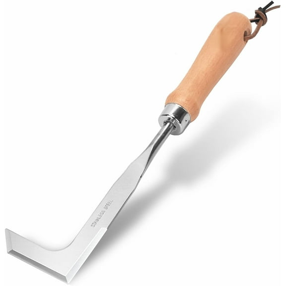 Crack Weeder Weed Remover Tool for Garden Yard Weed Puller Hoe Gardening Tools Stainless Steel One-Piece Molding(L-Type)