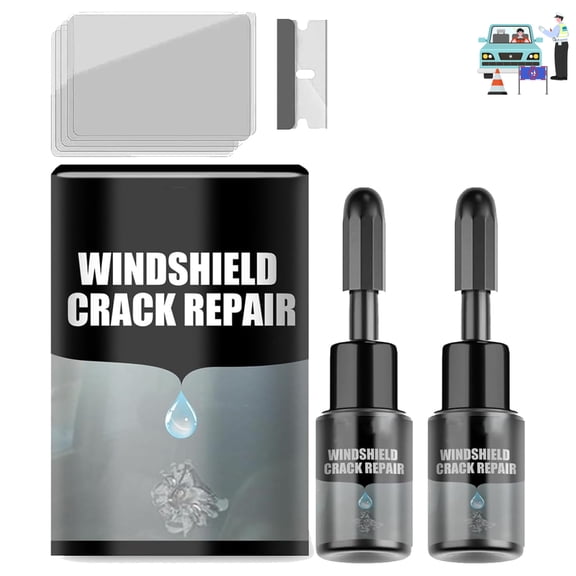 CrackFix Pro Kit - Glass Repair Kit Windshield, Professional-Grade Auto Glass Resin, Quick Fix for Chips & Cracks, DIY Windshield Repair for Cars & Trucks (2 Set)