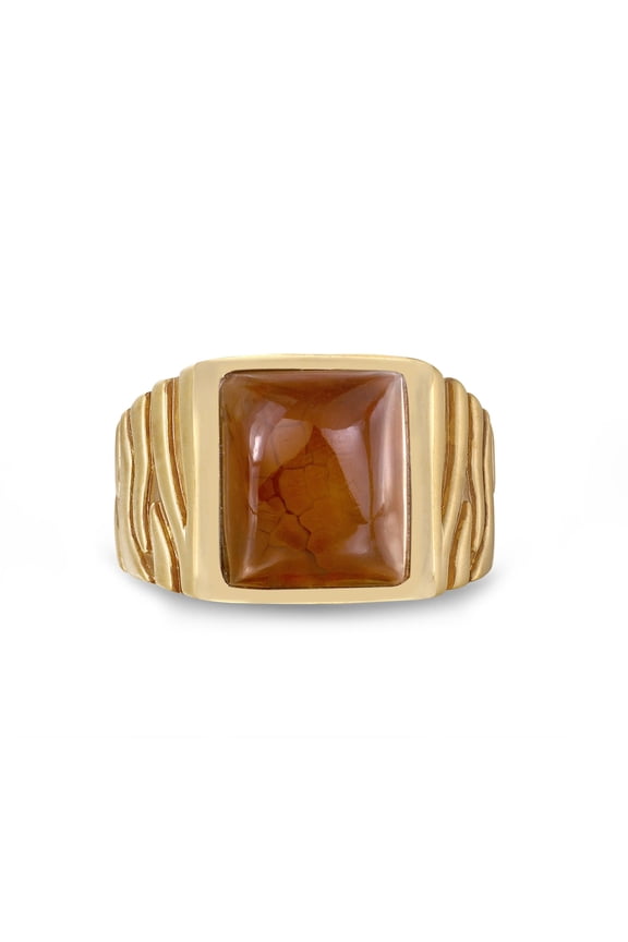 Cracked Agate Sterling Silver Men Signet Ring