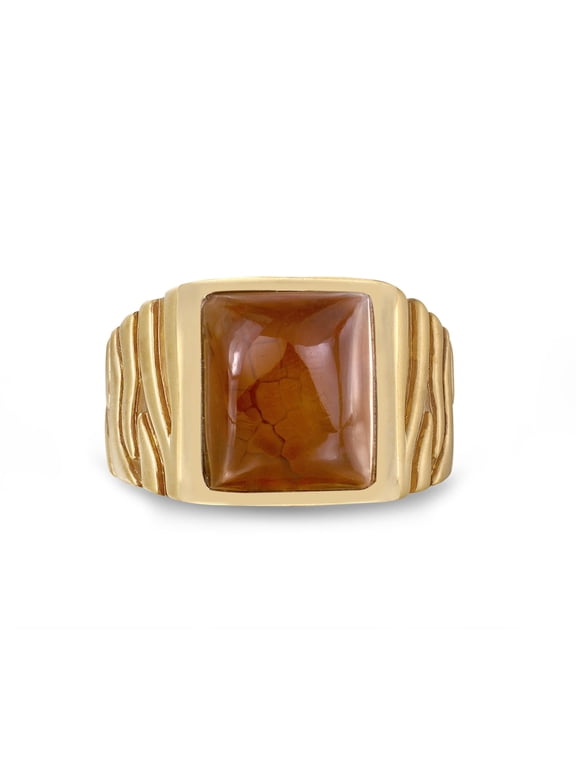 Cracked Agate Sterling Silver Men Signet Ring