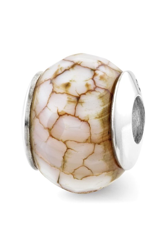 Cracked Agate w/ Shell Charm .925 Sterling Silver Antiqued Reflection Beads