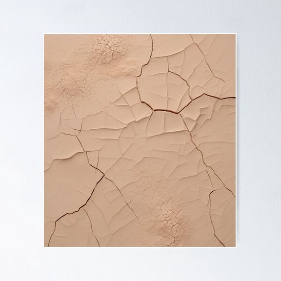 Cracked Clay Texture – Beige Earth Surface Poster Wall Art, Modern Wall Decor For Living Room Bedroom, 24x36 UNFRAMED