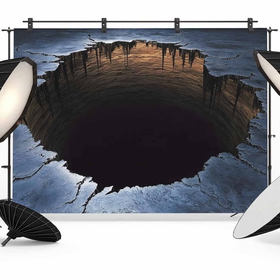 Cracked Earth Photography Backdrop 7x5FT, Abyss Hole Dramatic Rock Texture Sunset Horizon Photo Backdrops, Background for Photography Studio Photo Studio Background, Back Drop for Photoshoot