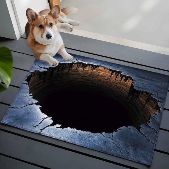 Cracked Earth Washable Entry Rug 2x3 Abyss Hole Dramatic Rock Texture Sunset Horizon Low Pile Indoor Door Mat with Rubber Backing Thin Area Rug for for Entrance, Bedroom, Kitchen, Laundry, Bathroom