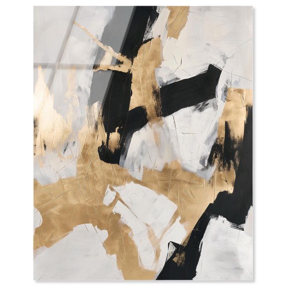 Cracked Gilt I High-Gloss Frameless Acrylic Glass Wall Art Statement Abstract by Art Remedy, Ready to Hang, 30 x 36