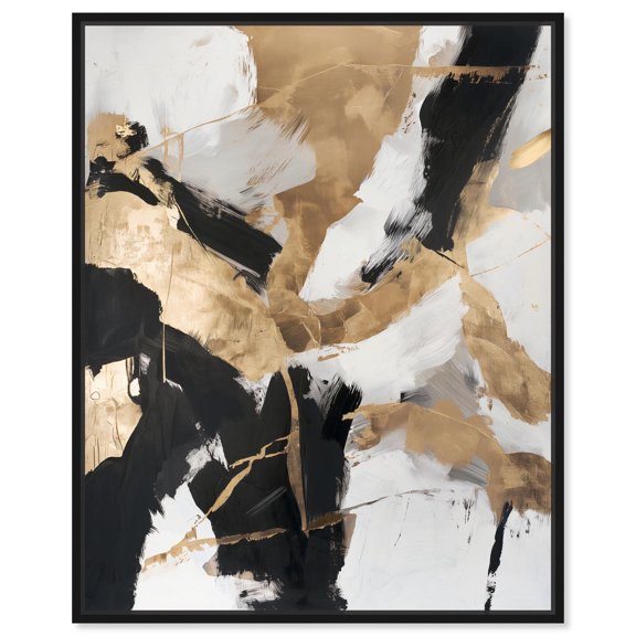 Cracked Gilt II Canvas Statement Abstract by Art Remedy, Black Frame, 30 x 36