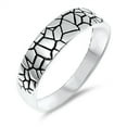thumbnail image 1 of Cracked Mosiac Nugget Wedding Oxidized Ring .925 Sterling Silver Band Jewelry Female Male Size 7, 1 of 4