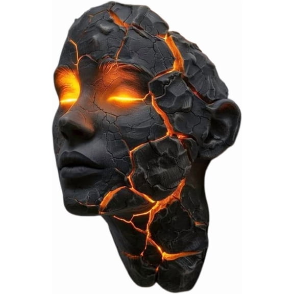 Cracked Soul Wall Light, 3D Resin Human Face Wall Sconce with LED Lava Glow, Realistic Shattered Effect Artistic Night Light for Bedroom Living Room Corridor