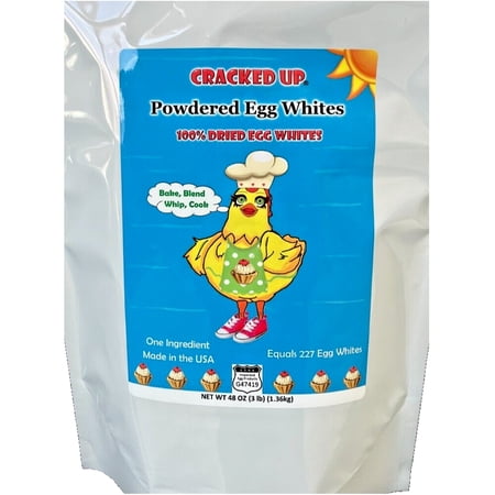 Cracked Up Egg Whites Protein Powder 3 lb (48 oz). Use for Baking, Desserts, Breakfast Recipes, or Protein Shakes. Great to use in a Protein-Rich Diet. A USDA Licensed-Facility. Made in the USA.