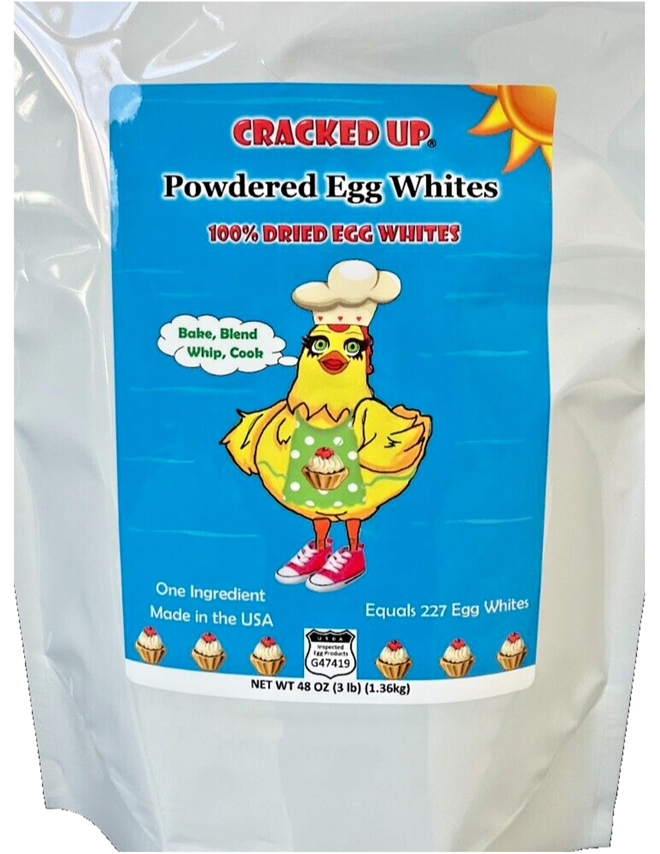 Cracked Up Egg Whites Protein Powder 3 lb (48 oz). Use for Baking, Desserts, Breakfast Recipes