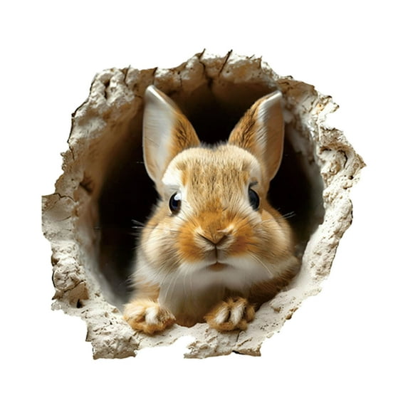 Cracked-Wall Bunny Sticker – Easter Rabbit Wall Decal – Peel & Stick Waterproof Vinyl Decoration for Doors, Windows, Walls or Furniture – Funny Spring Room Decor