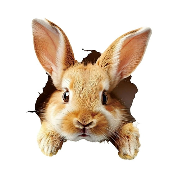 Cracked-Wall Bunny Sticker – Easter Rabbit Wall Decal – Peel & Stick Waterproof Vinyl Decoration for Doors, Windows, Walls or Furniture – Funny Spring Room Decor