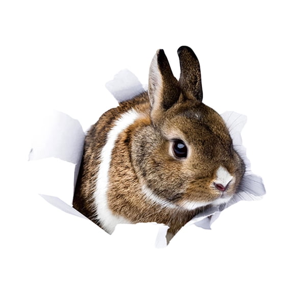 Cracked-Wall Bunny Sticker – Easter Rabbit Wall Decal – Peel & Stick Waterproof Vinyl Decoration for Doors, Windows, Walls or Furniture – Funny Spring Room Decor