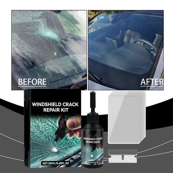 Cracked Windshield Repair Kit for Chips and Cracks, Car Windshield Crack Repair Kit, Glass Repair Liquid for Cracks, Rock Chip Repair Kit Windshield, Windshield Chip Repair Kit