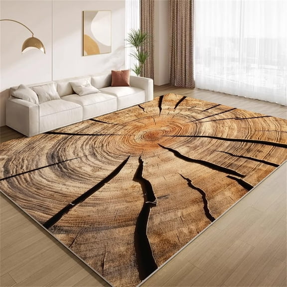 Cracked Wood Pile Area Rugs, Cracked Log Texture Design Carpet, Non Slip Low Pile Washable Rug for Living Room Farmhouse Bedroom Apartment Home Decor Mat 2x3ft