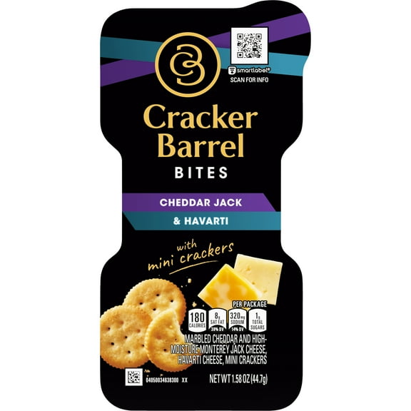 Cracker Barrel Bites with Cheddar Jack & Havarti Cheese with Butter Crackers, 1.58 oz Tray