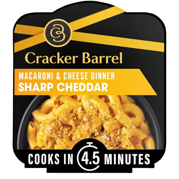 Cracker Barrel Mac and Cheese, 1 Bowl, for Easy Dinner or Dinner Sides, Sharp Cheddar, No Artificial Flavors or Dyes, 3.8 oz