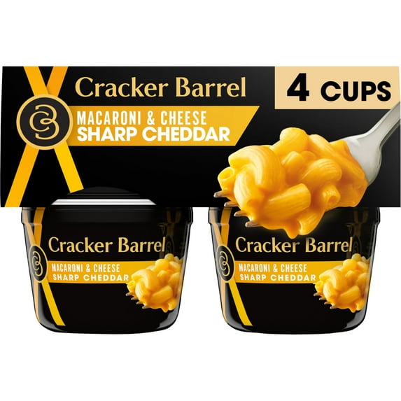 Cracker Barrel Mac and Cheese, 4 Cups, for Easy Dinner or Dinner Sides, Sharp Cheddar, No Artificial Flavors or Dyes, 2.39 oz