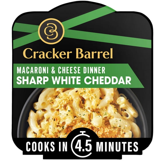 Cracker Barrel Mac and Cheese, 1 Bowl, for Easy Dinner or Dinner Sides, Sharp White Cheddar, No Artificial Flavors or Dyes, 3.8 oz