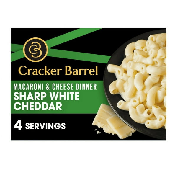 Cracker Barrel Sharp White Cheddar Mac N Cheese Macaroni and Cheese Dinner, 14 oz Box (Pack of 4)