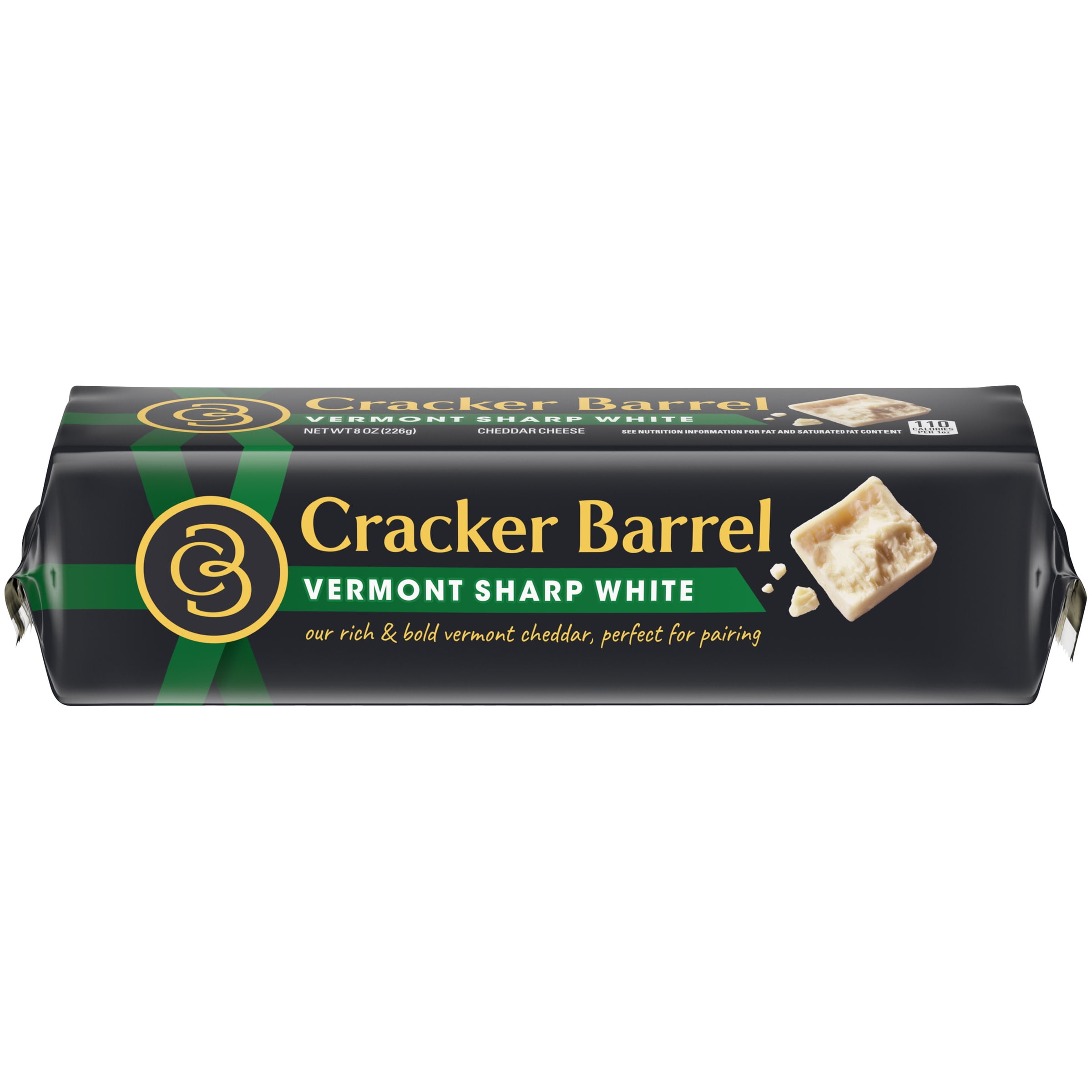 Cracker Barrel Vermont Sharp White Cheddar Cheese, 8 oz Block