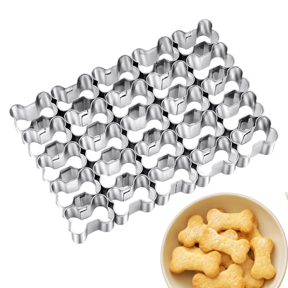 Cracker Cutter for Dog Bone,Stainless Steels Small Cookie Cutters, Dog Bone Cookie Cutter 25 Cavity,Mini Gold Molds for Crackers,Non-stick Dough