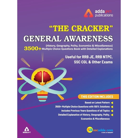 The Cracker General Awareness (History, Geography, Polity and others) MCQ Book for RRB JE, NTPC, RRC Group D and other E, (Paperback)