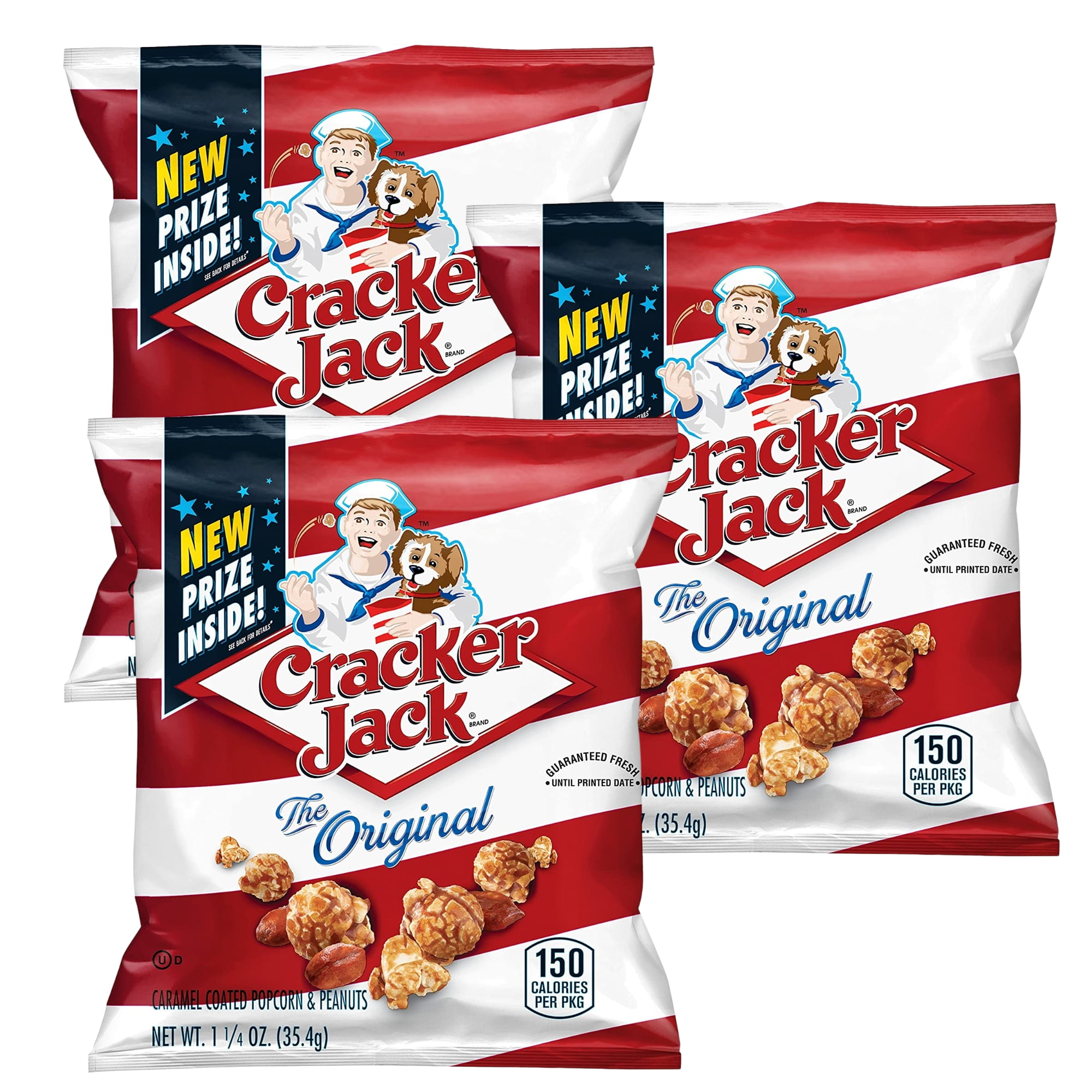 Cracker Jack Caramelized Peanuts & Popcorn Snacks for Kids Adults On the Go Snacking Lunchbox Movie Nights Travels Entertainment Summer Fun Beach Pool Party Favor Sweet Gourmet 1.25oz Pack of 3