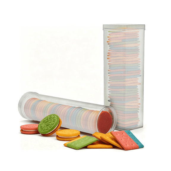 2PCS Cracker Storage Container, Saltine Cracker Storage, Square Round Container with Stay-Fresh Lid