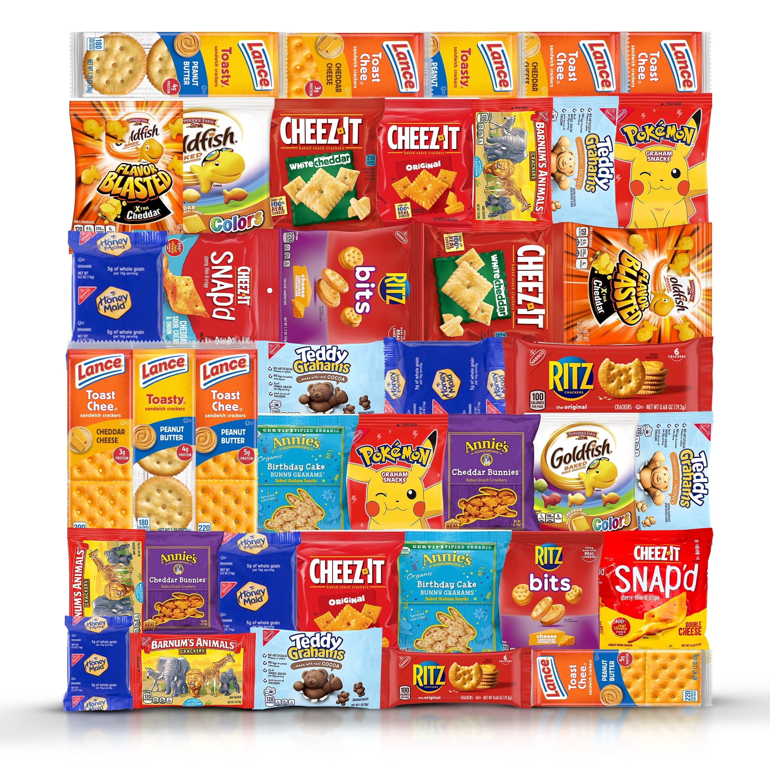 Crackers Variety Pack Individually Wrapped Assortment Including Crackers and Cheese Snack Pack, Peanut Butter, Lance, Ritz, Honey Maid, Cheez-Its and More Bulk (41 Count)
