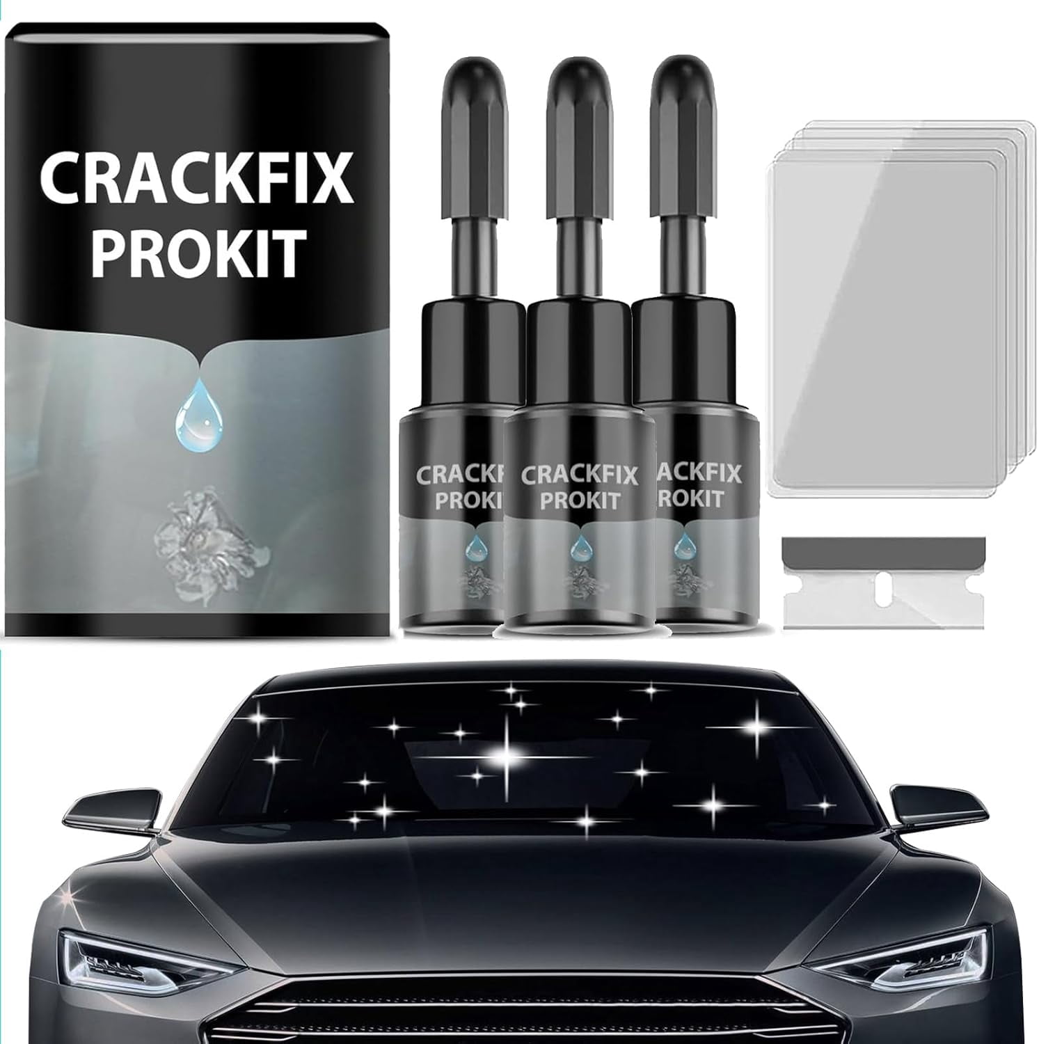 Kit Réparation Pare-brise CrackFix Pro - 3 Sets De Résine Pour Fissures Et éclats - Facile à Utiliser à La Maison