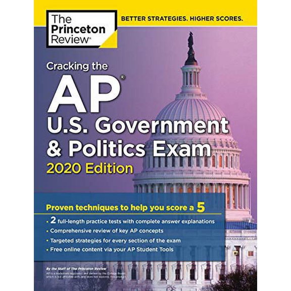 Pre-Owned Cracking the AP U.S. Government & Politics Exam, 2020 Edition: Practice Tests & Proven Techniques to Help You Score a 5 (College Test Prep) Paperback